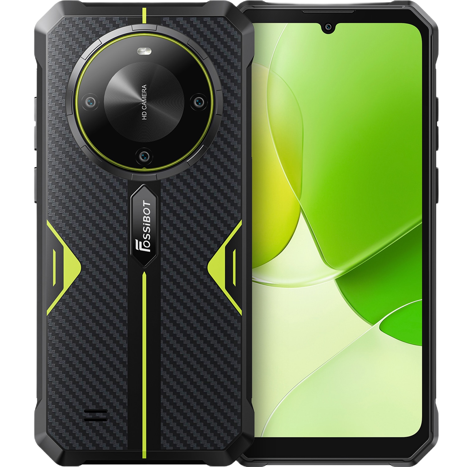 Telefon mobil FOSSIBOT F105, 5G, Dual SIM, Octa-Core, 6.75-inch IPS, 4GB RAM, 64GB, Camera 20MP + 8MP, GPS, NFC, 10300mAh, IP68/IP69K, Android 14, Green