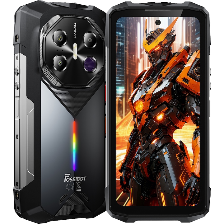Telefon mobil FOSSIBOT F113, 5G, Dual SIM, 6.78-inch 120Hz IPS, 8-Core Dimensity 7050, 12GB RAM, 256GB, Camera 64MP Long-Distance Night Vision, Ambient Light RGB, GPS, NFC, 20000mAh, IP68/IP69K, Android 15