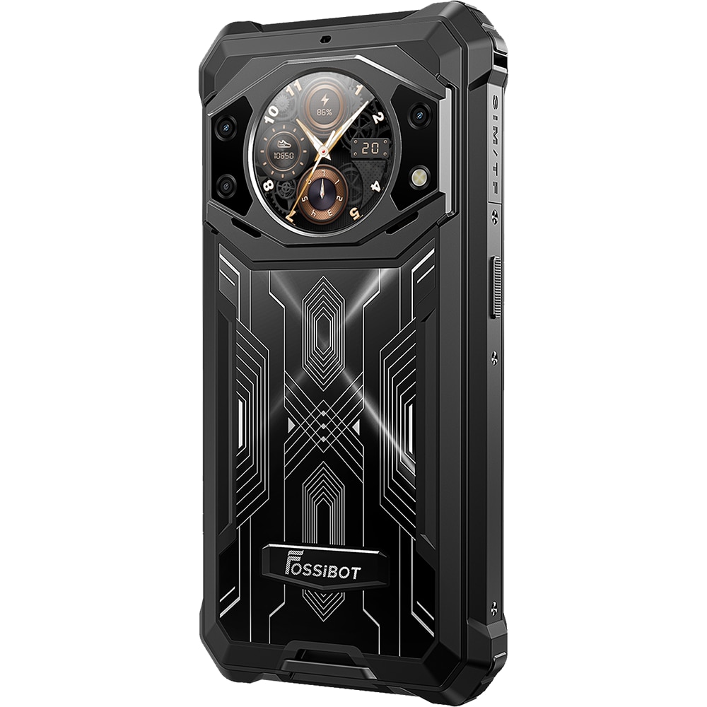 Telefon mobil FOSSIBOT F101 Pro, Dual SIM, 4G, 5.45-inch IPS, Octa-Core Helio P60, 8GB RAM, 128GB, 10600mAh, NFC, GPS, Radio FM, Suport HAC, IP68/IP69K, Android 13, Black