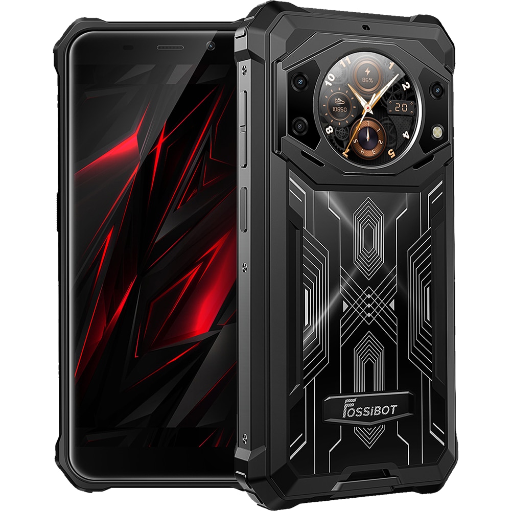 Telefon mobil FOSSIBOT F101 Pro, Dual SIM, 4G, 5.45-inch IPS, Octa-Core Helio P60, 8GB RAM, 128GB, 10600mAh, NFC, GPS, Radio FM, Suport HAC, IP68/IP69K, Android 13, Black