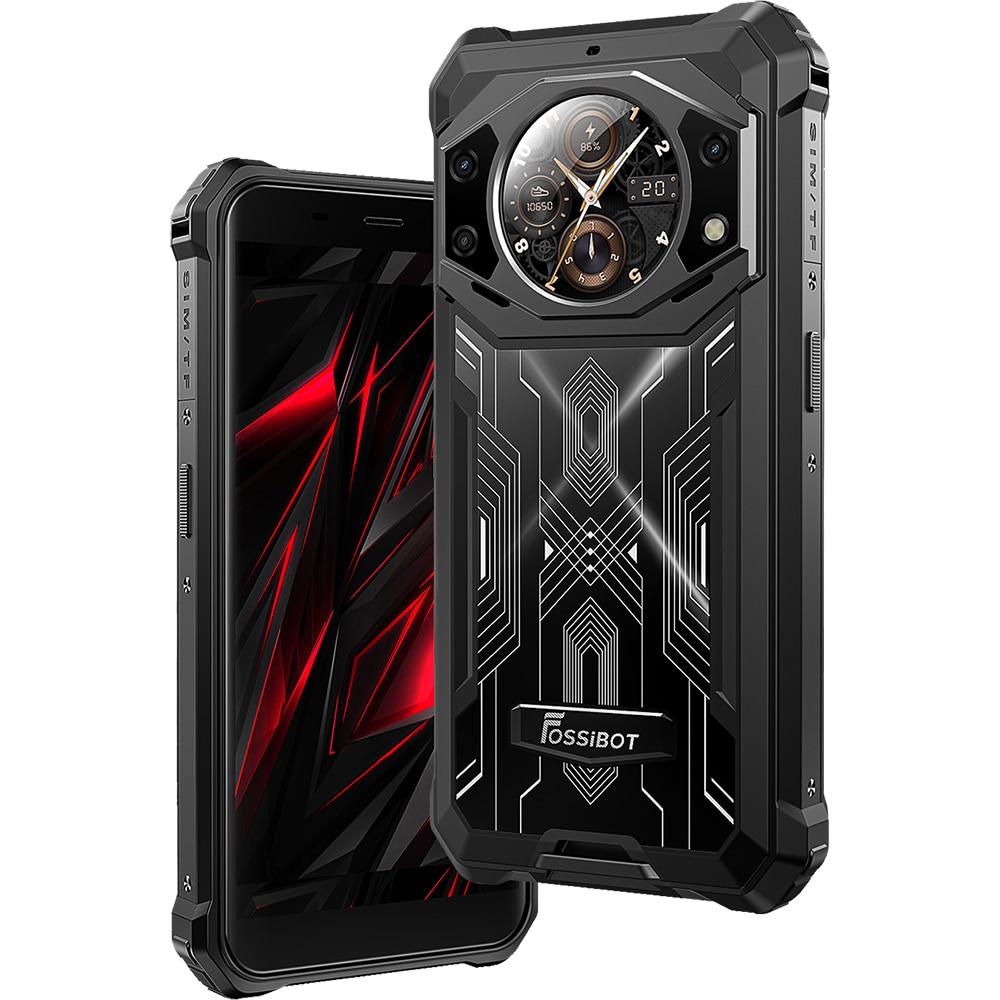 Telefon mobil FOSSIBOT F101 Pro, Dual SIM, 4G, 5.45-inch IPS, Octa-Core Helio P60, 8GB RAM, 128GB, 10600mAh, NFC, GPS, Radio FM, Suport HAC, IP68/IP69K, Android 13, Black