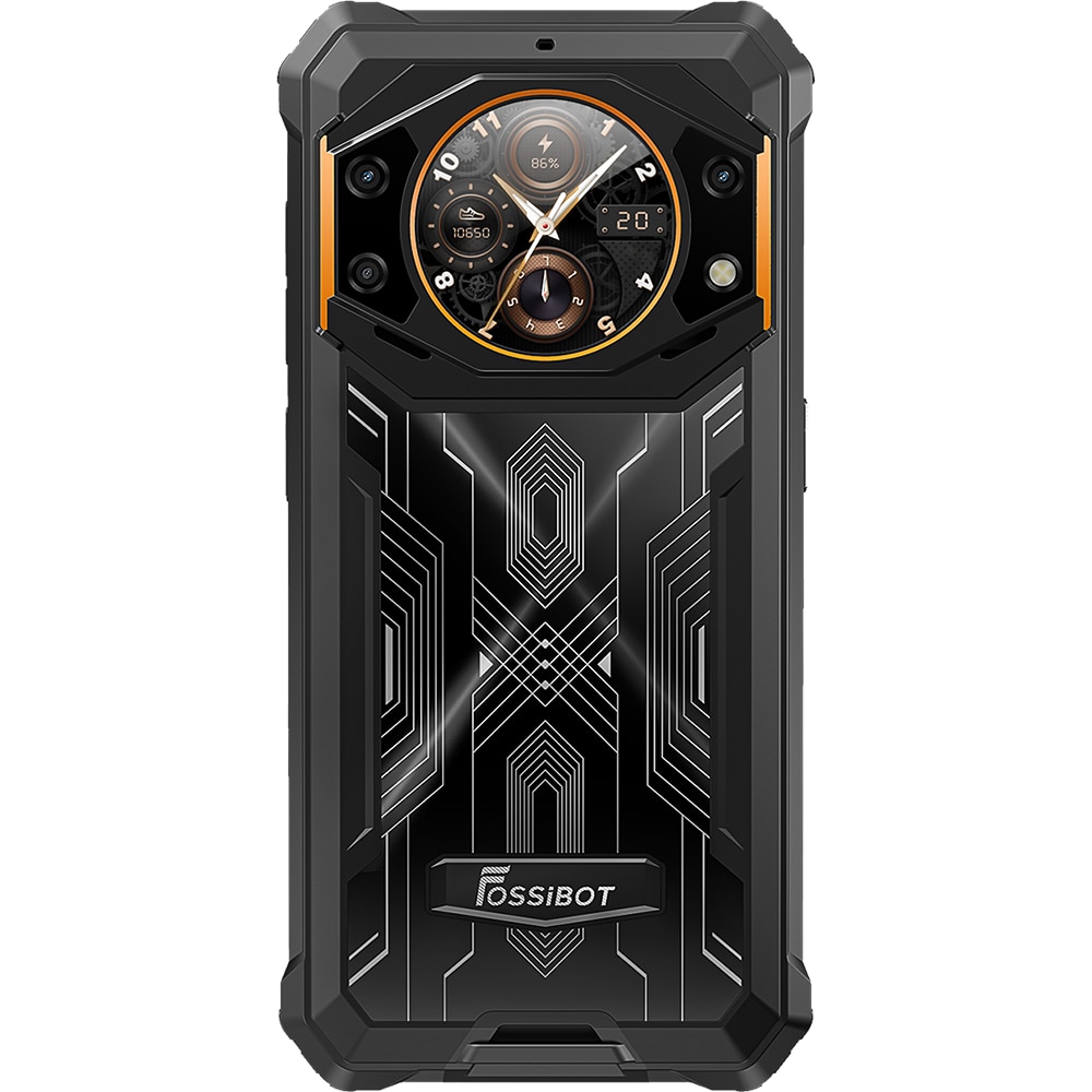 Telefon mobil FOSSIBOT F101 Pro, Dual SIM, 4G, 5.45-inch IPS, Octa-Core Helio P60, 8GB RAM, 128GB, 10600mAh, NFC, GPS, Radio FM, Suport HAC, IP68/IP69K, Android 13, Orange
