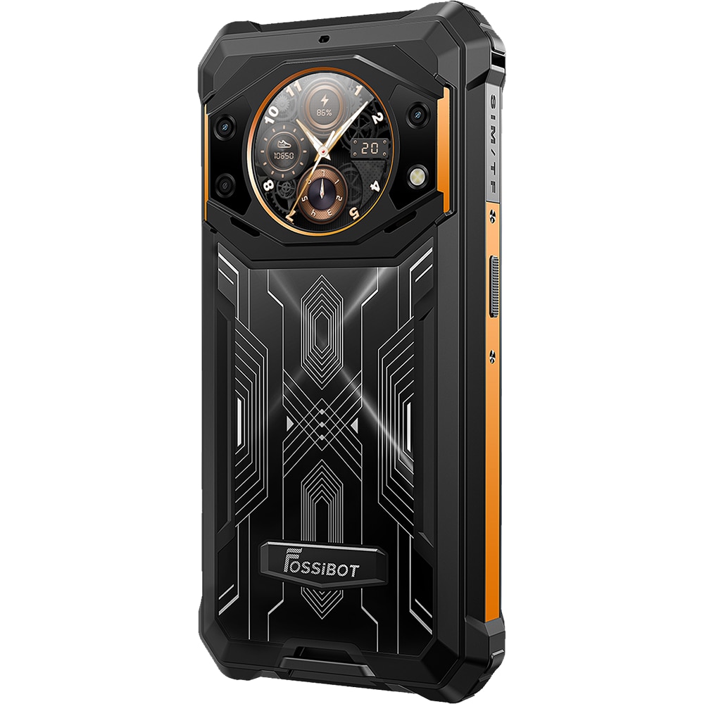 Telefon mobil FOSSIBOT F101 Pro, Dual SIM, 4G, 5.45-inch IPS, Octa-Core Helio P60, 8GB RAM, 128GB, 10600mAh, NFC, GPS, Radio FM, Suport HAC, IP68/IP69K, Android 13, Orange