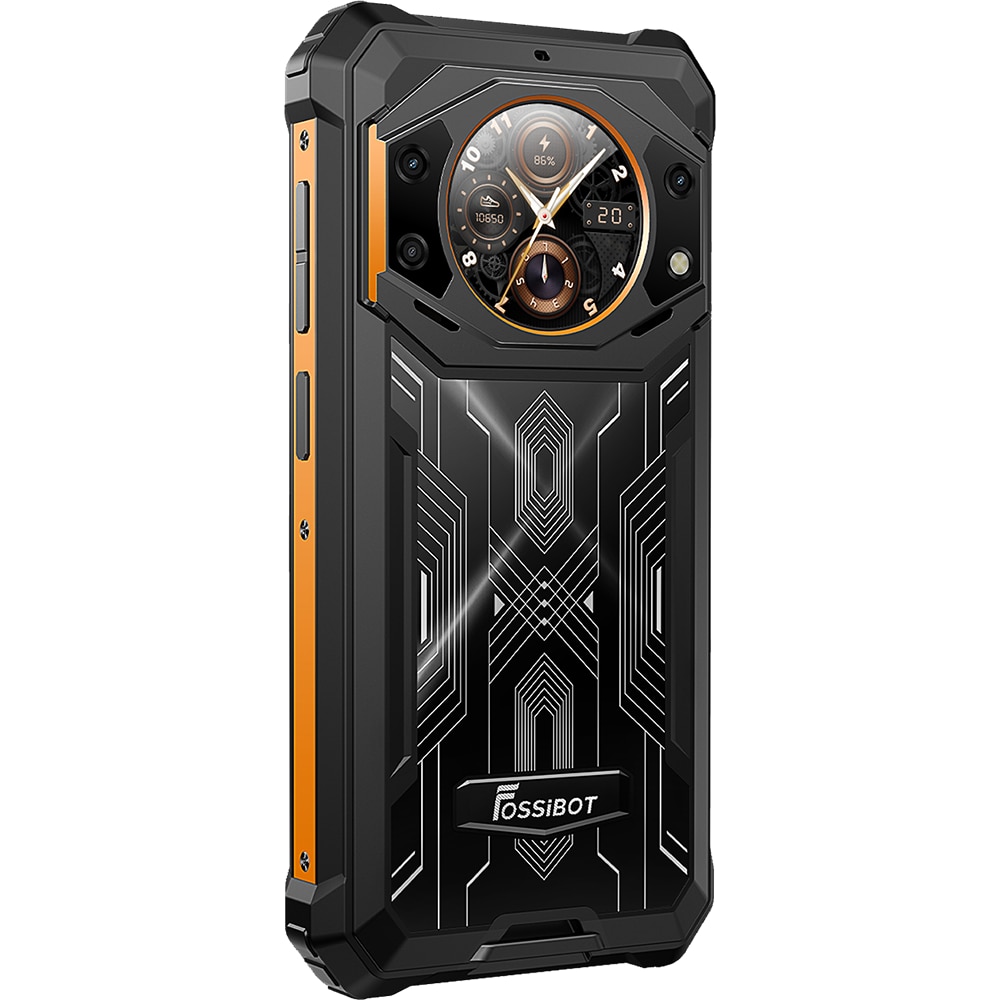 Telefon mobil FOSSIBOT F101 Pro, Dual SIM, 4G, 5.45-inch IPS, Octa-Core Helio P60, 8GB RAM, 128GB, 10600mAh, NFC, GPS, Radio FM, Suport HAC, IP68/IP69K, Android 13, Orange