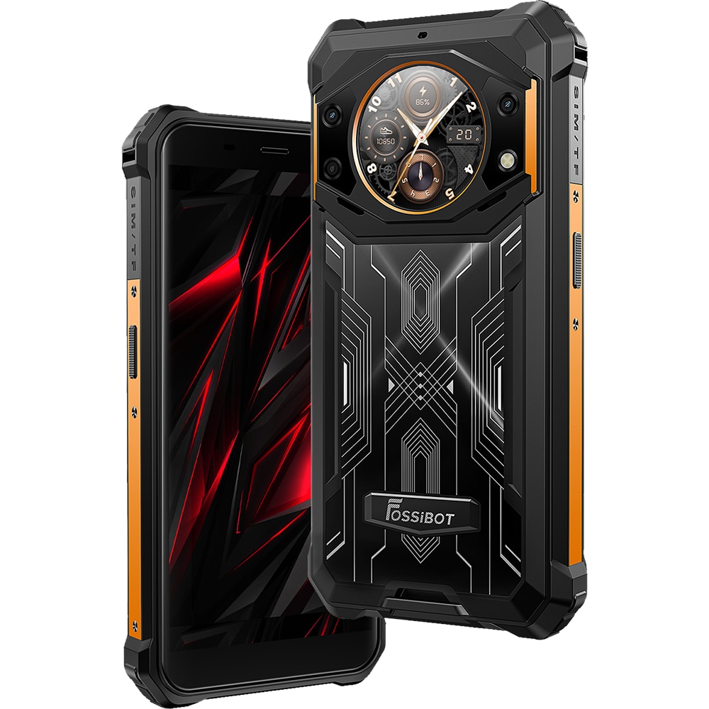 Telefon mobil FOSSIBOT F101 Pro, Dual SIM, 4G, 5.45-inch IPS, Octa-Core Helio P60, 8GB RAM, 128GB, 10600mAh, NFC, GPS, Radio FM, Suport HAC, IP68/IP69K, Android 13, Orange