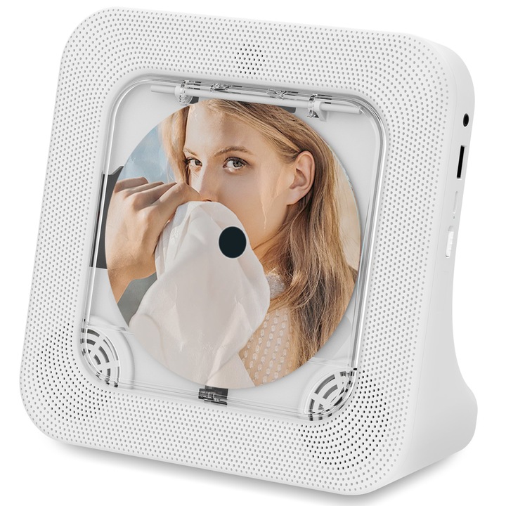 Asztali Bluetooth CD-lejátszó Hi-Fi dupla hangszórókkal, távirányítóval, LCD kijelzővel, alvó időzítővel és hangszínszabályzóval, így ideális választás otthoni CD-lejátszáshoz