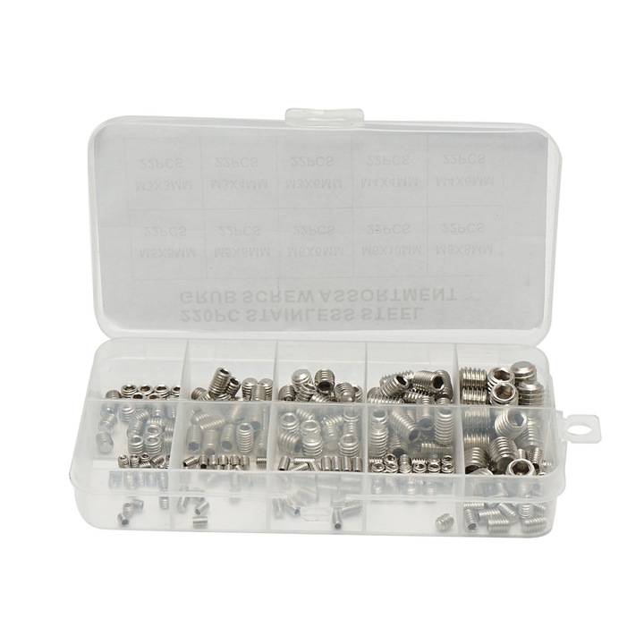 Trusa stifturi filetate fara cap cu imbus M3-M8 220 piese