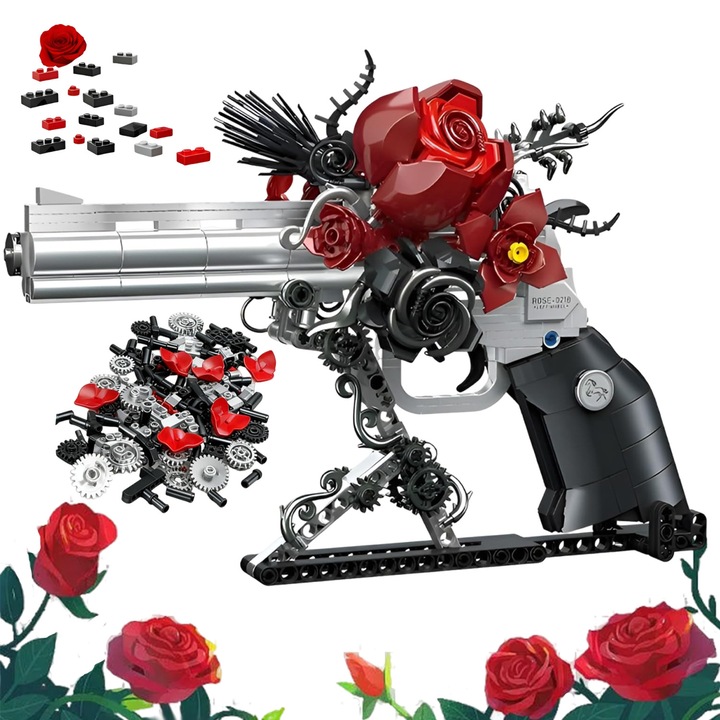 Set de Constructie, Bedee, 631 Piese, Constructii 3D, cu Trandafiri, Decor Interior, Material ABS Durabil, Non-Toxic, Educativ-Creativ, Dezvolta Imaginatia, Cadoul Perfect pentru Copii si Adulti, Multicolor