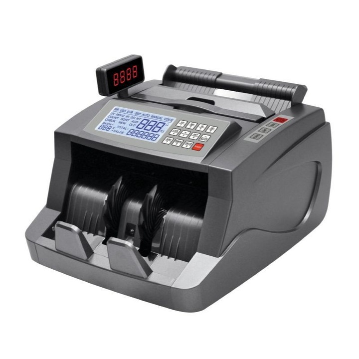 Pénzszámláló gép, bankjegyszámláló, UV/MG/IR/3D hamisítás észlelés, LED kijelző, hordozható