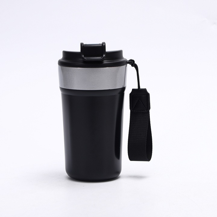 Cana termos inox 450ml negru izoterma dubla