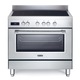 Aragaz profesional De Longhi, 4 arzătoare, cuptor electric 87 l, inox, 90 cm