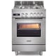 Aragaz mixt DeLonghi PRO 66 MXL PZ RO cu plita 4 arzatoare pe gaz, arzator tip Wok, grilaje din fonta si cuptor electric multifunctional, 74 litri, 11 functii, clasa A, 60 cm, inox