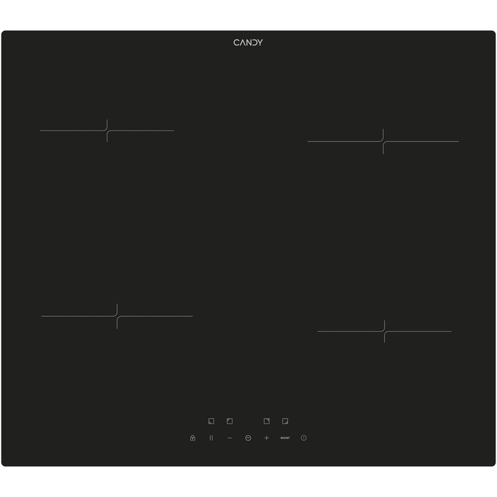 Plita incorporabila Candy CI642CA, inductie, 4 zone de gatit, 60 cm, Touch Control, functie Booster, neagra
