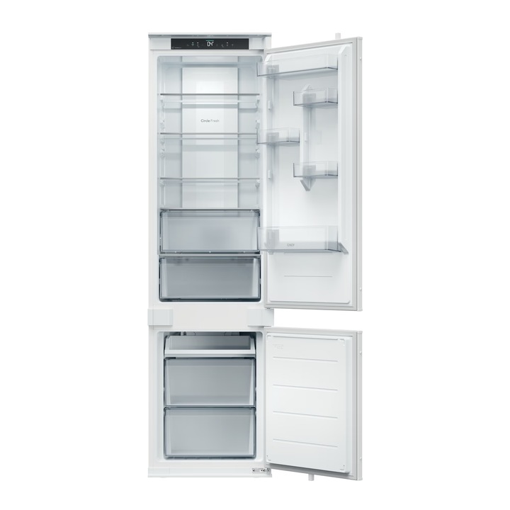 Combina frigorifica incorporabila Candy CNBQT3519EW, Total No Frost Circle Fresh, 284 litri, H 194 cm, clasa E, Humidity Area, WiFi/ hOn app, SuperCooling&SuperFreezing, mod Eco, mod Holiday