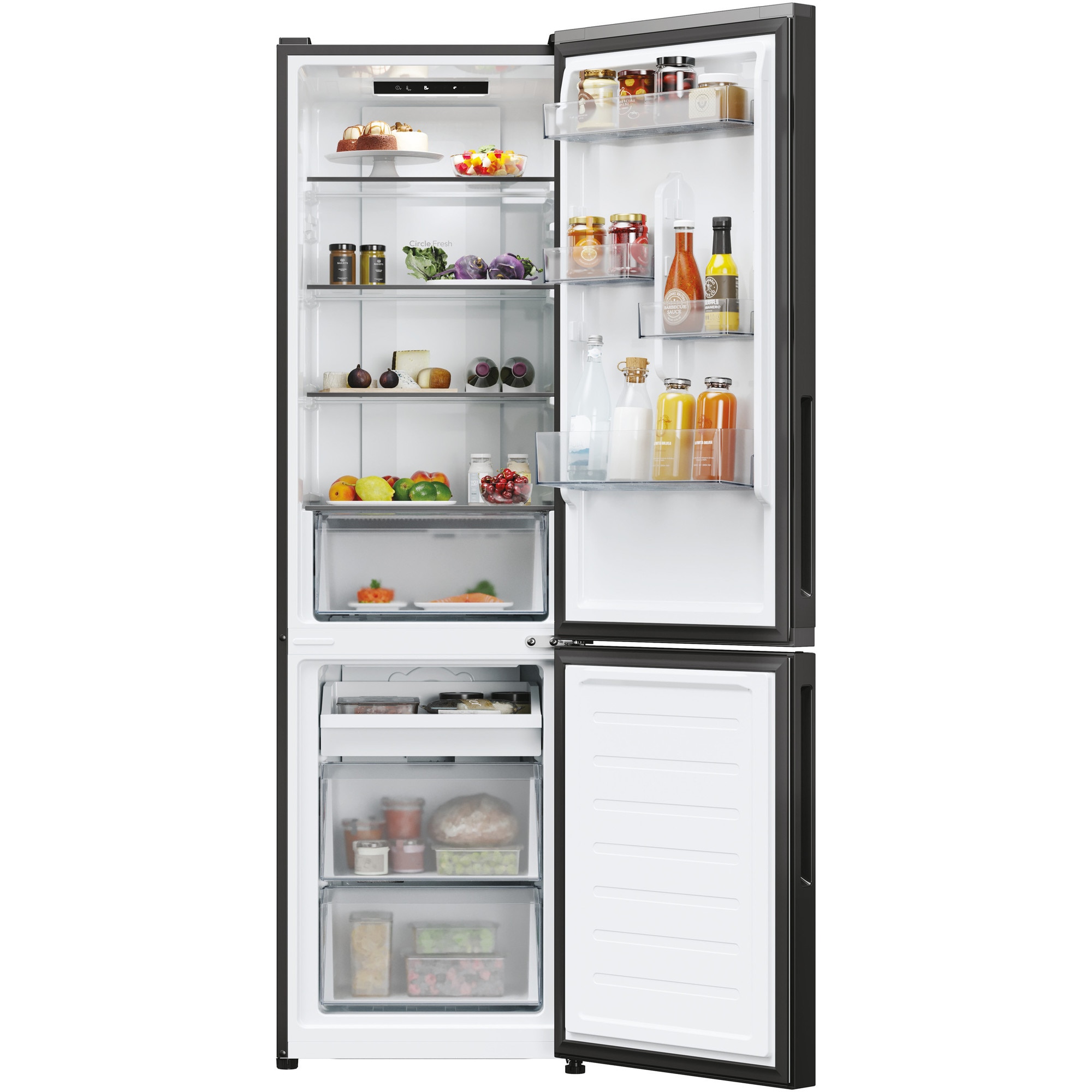 Frigider Candy CNCQ2T518EB 182.5x54.5x60.2cm No Frost, 197l frigider + 82l congelator, negru