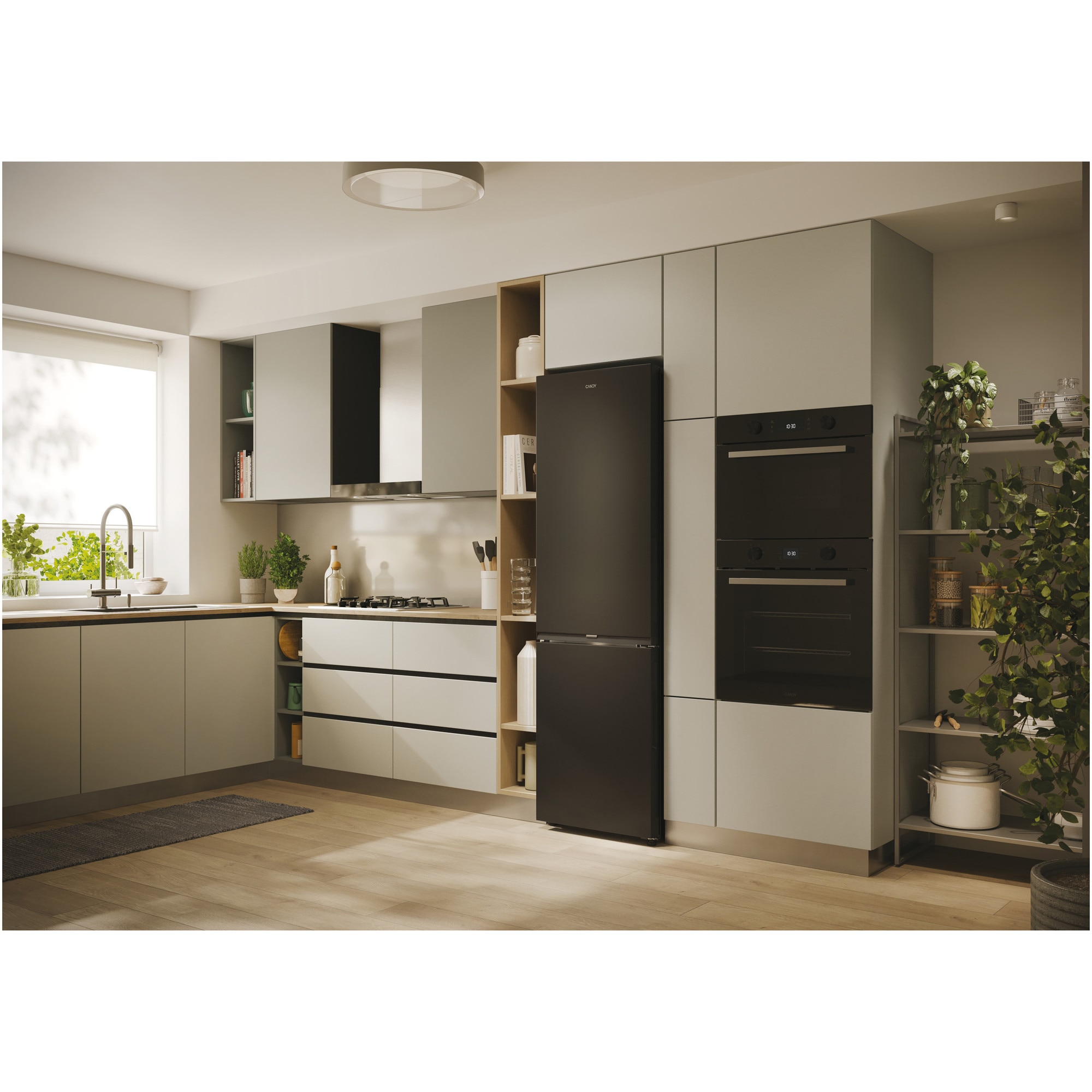 Frigider Candy CNCQ2T518EB 182.5x54.5x60.2cm No Frost, 197l frigider + 82l congelator, negru