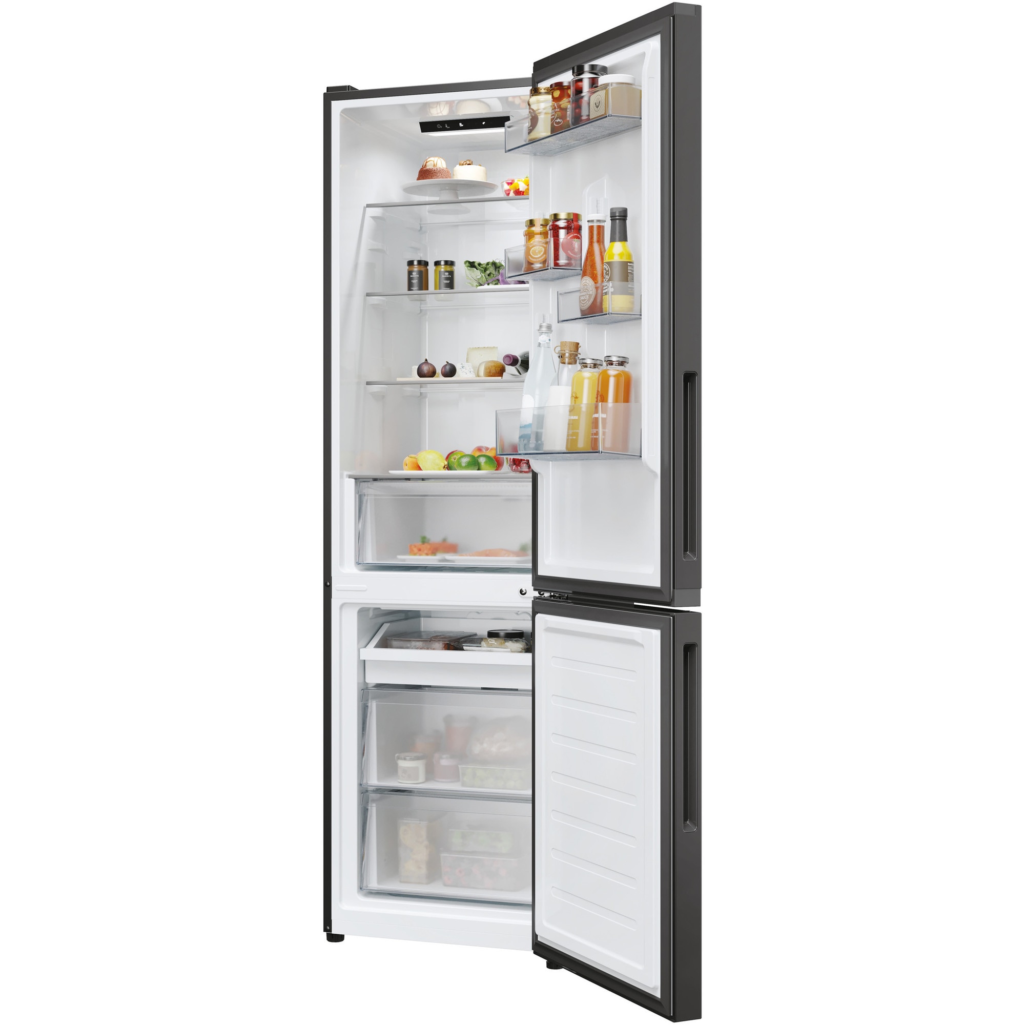 Frigider Candy CNCQ2T518EB 182.5x54.5x60.2cm No Frost, 197l frigider + 82l congelator, negru