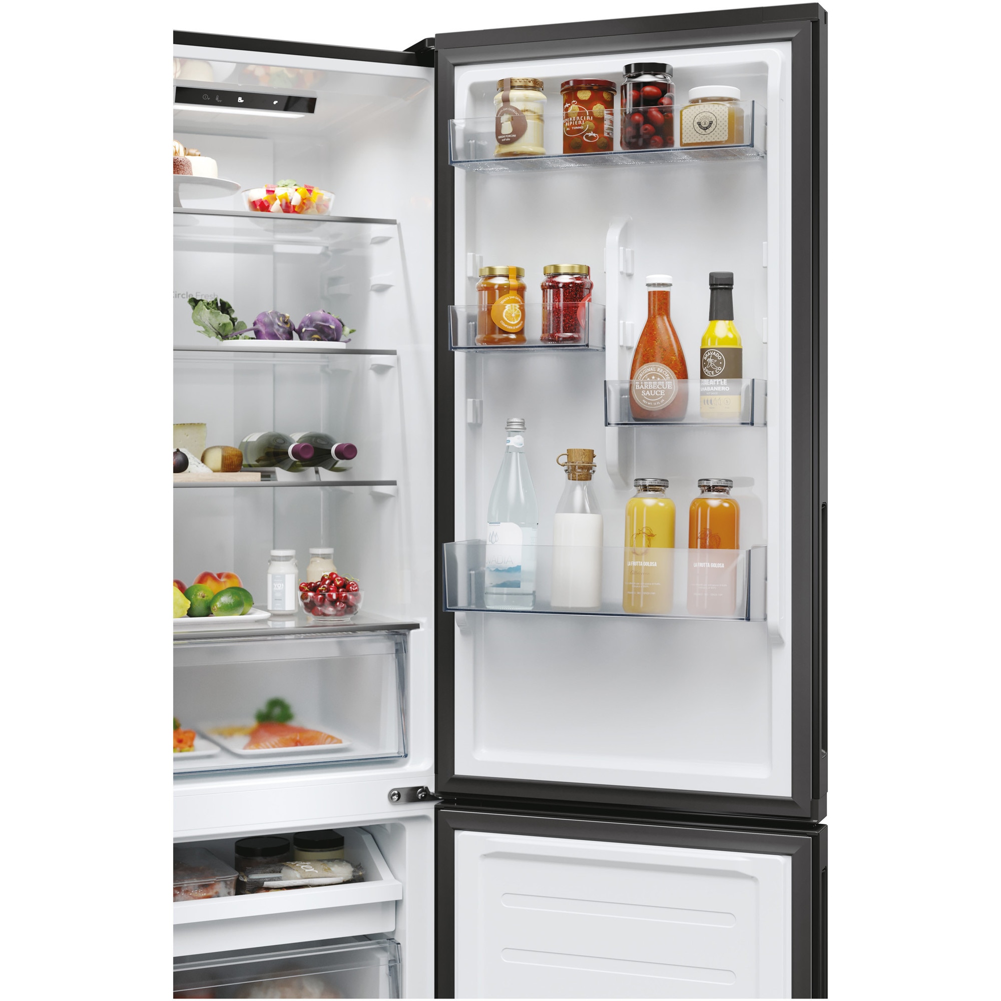 Frigider Candy CNCQ2T518EB 182.5x54.5x60.2cm No Frost, 197l frigider + 82l congelator, negru