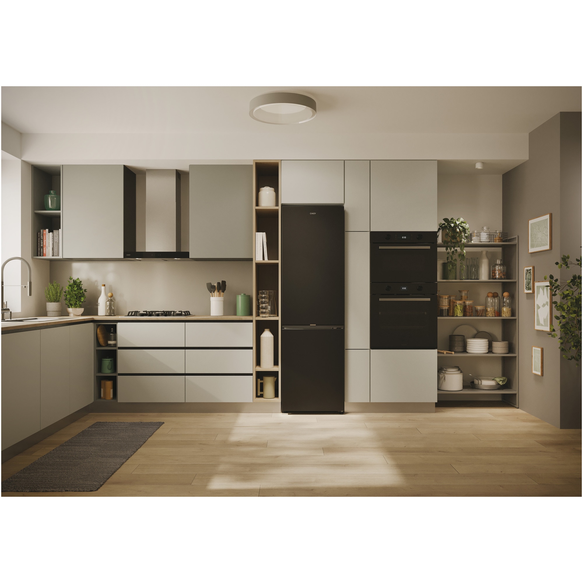 Frigider Candy CNCQ2T518EB 182.5x54.5x60.2cm No Frost, 197l frigider + 82l congelator, negru