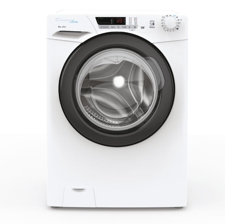 Candy HCU1282DWB4/1-S mosógép, 8 kg, 1200RPM, Súlyérzékelő, Könnyen vasalható, B energiaosztály, Fehér