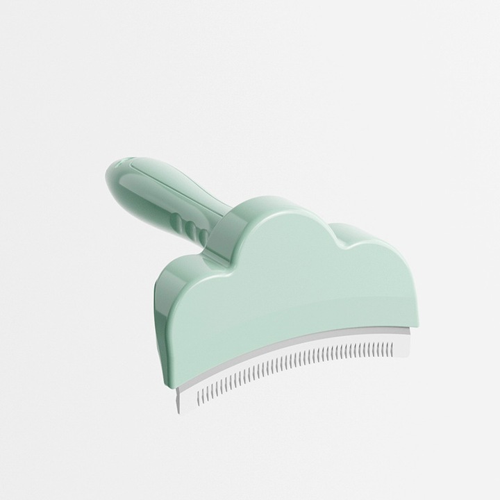 Гребен за кучета и котки, извити остриета, от неръждаема стомана, зелен