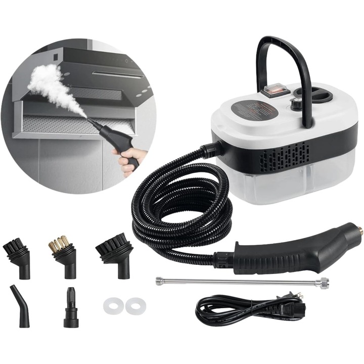 Aparat de curatat cu abur 7 in 1, aburitor de inalta presiune de 2500 W pentru curatare, aburitor portabil pentru masina, pentru uz casnic, aparat de curatat cu abur pentru pardoseli din lemn masiv, tapiterie, bucatarie, baie si rosturi
