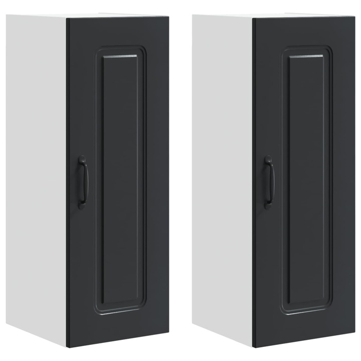 Dulap de bucatarie set 2 pcs Kalmar, lemn compozit, negru, 30x31x80 cm