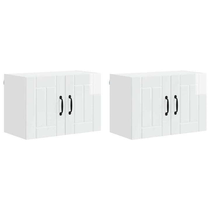 Dulapuri de perete pentru bucătărie, vidaXL, 2 pcs, alb lucios, 60x31x40cm
