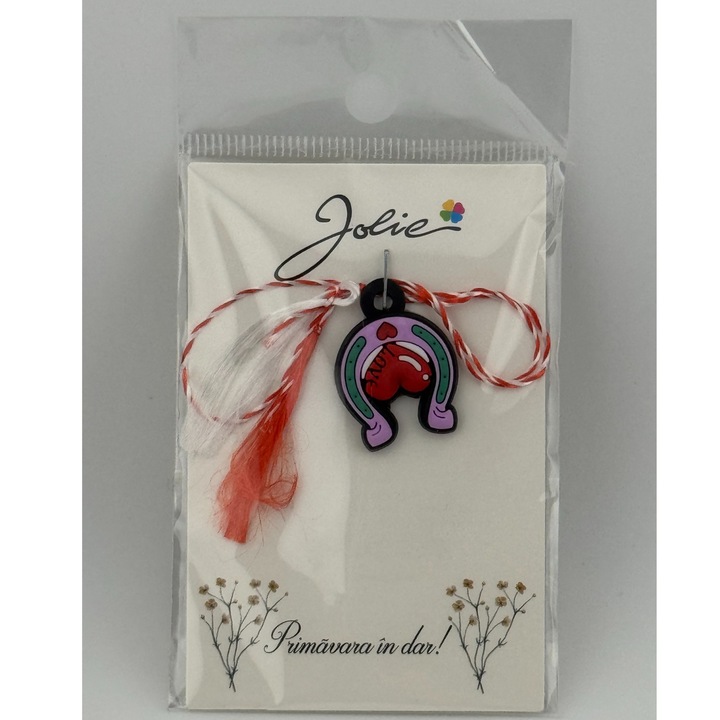 Martisor pentru Copii, Jolie, Material Cauciuc, Ambalaj Carton cu Design, Multicolor, Model Potcoava
