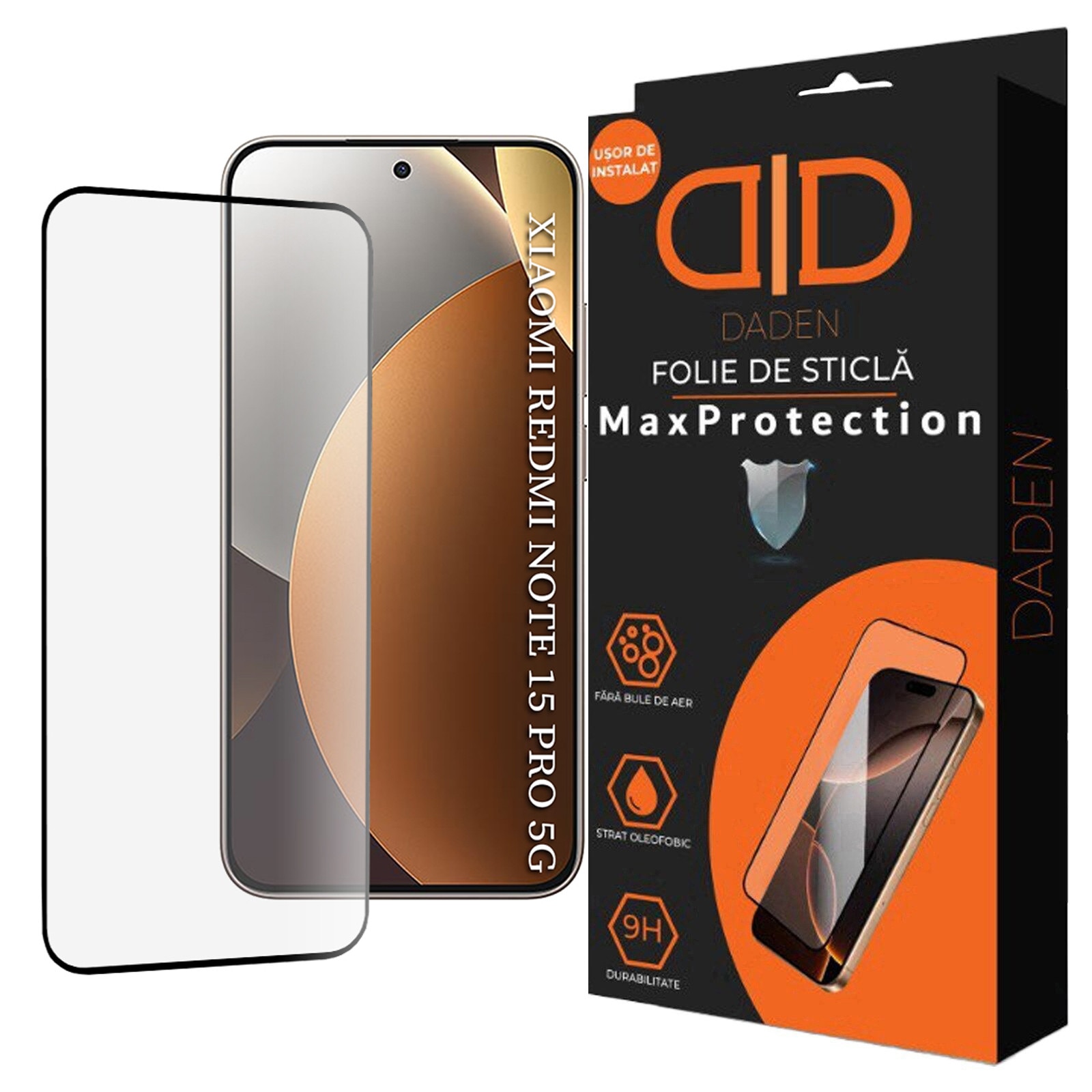 Folie Sticla pentru Xiaomi Redmi Note 15 Pro 5G Daden MaxProtection, Full Cover, Protectie Profesionala, Ultra Rezistenta, Calitate Premium