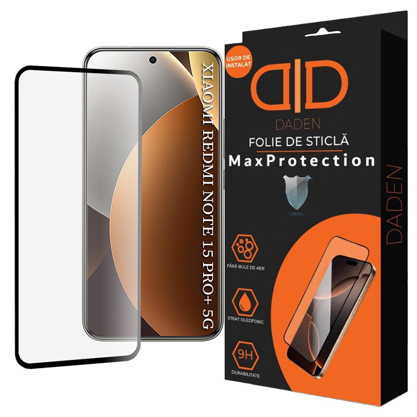 Folie Sticla pentru Xiaomi Redmi Note 15 Pro+ 5G / Poco M8 Pro 5G Daden MaxProtection, Full Cover, Protectie Profesionala, Ultra Rezistenta, Calitate Premium
