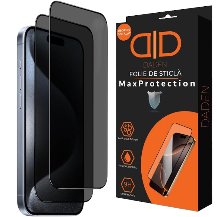 2 db-os csomag Adatvédelmi Üvegfólia iPhone 17 Air Daden MaxProtection, Teljes Borítás, Professzionális Védelem, Ultra Ellenálló, Prémium Minőség, Fekete Szélek