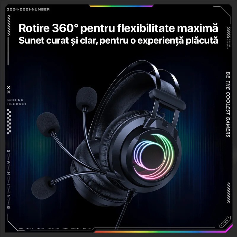 Casti Gaming Hoco W110, Jack 3.5 mm si USB, Sunet Stereo, Microfon incorporat, Alb