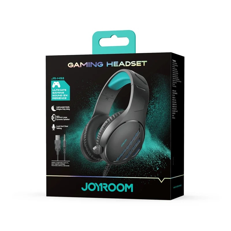 Casti Gaming Joyroom Jr-HG2, Jack 3.5 mm si USB, Sunet Stereo, Microfon incorporat, Negru