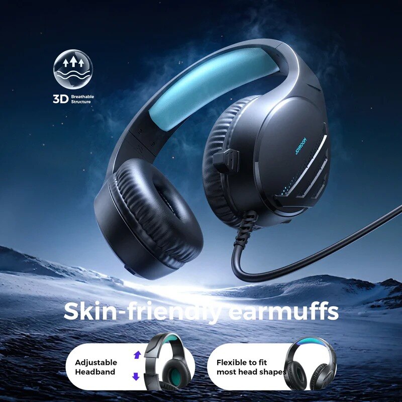 Casti Gaming Joyroom Jr-HG2, Jack 3.5 mm si USB, Sunet Stereo, Microfon incorporat, Negru