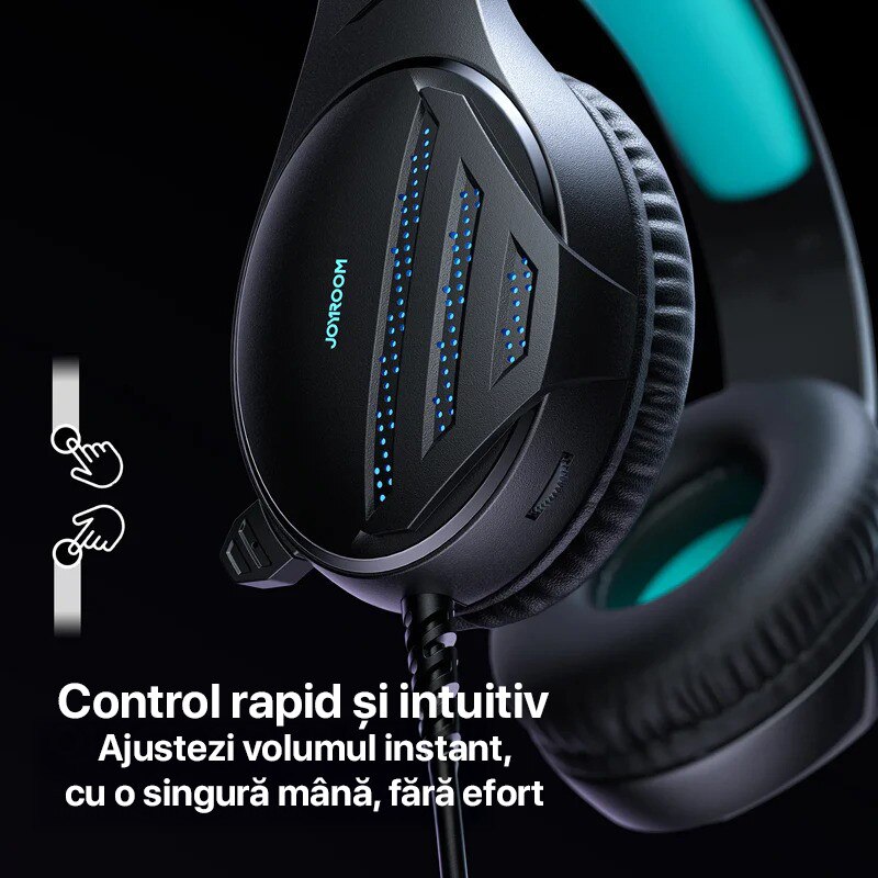 Casti Gaming Joyroom Jr-HG2, Jack 3.5 mm si USB, Sunet Stereo, Microfon incorporat, Negru