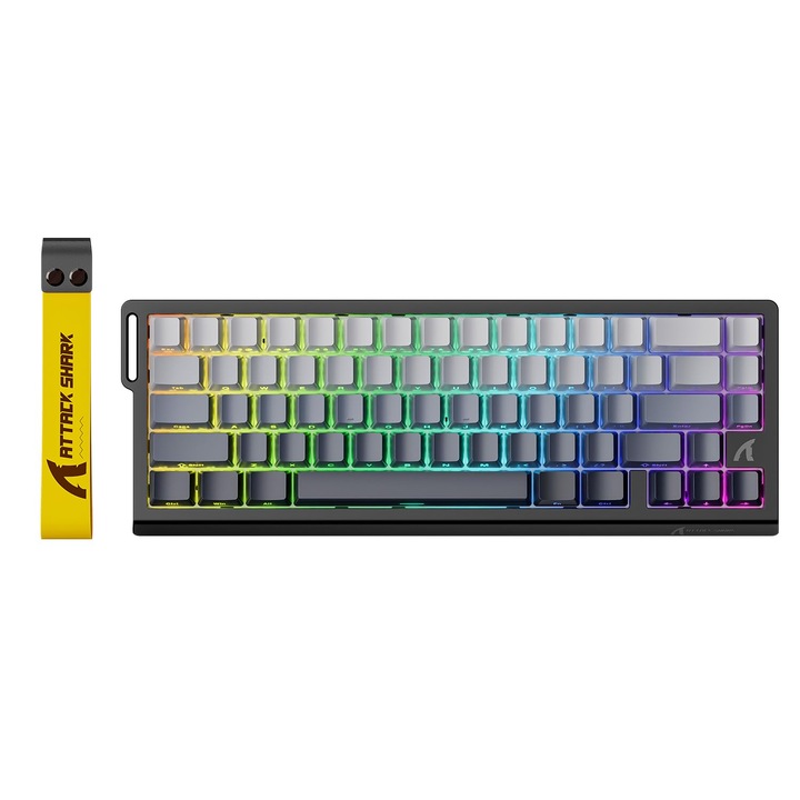 Клавиатура за гейминг ATTACK SHARK X68 HE, механична, с бързо задействане, 60% кабелна, TKL, честота на запитване 8 kHz, RGB подсветка, странично отпечатани капачки на клавишите, Moonlight