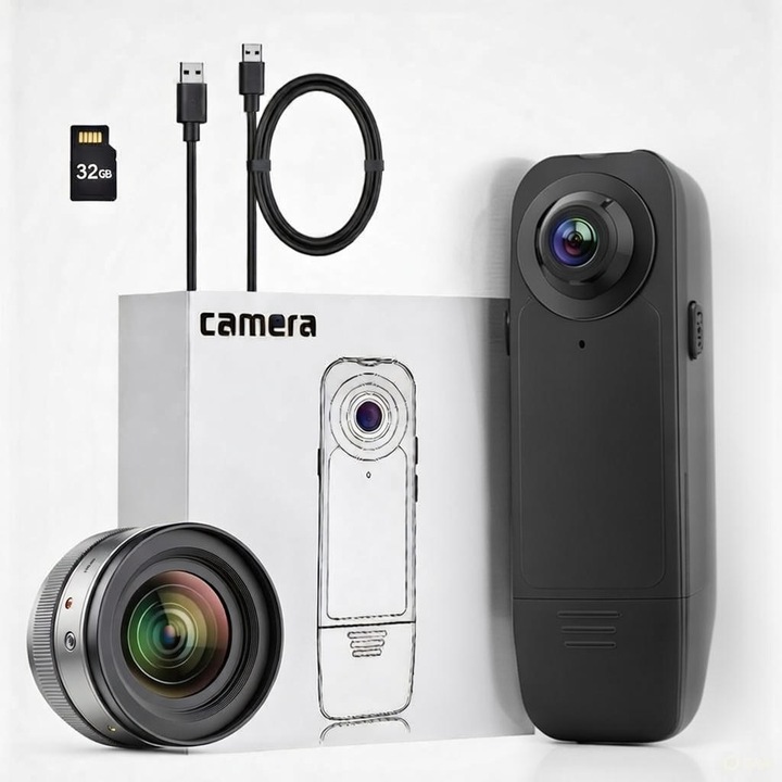 Camera de actiune A18 HD 1080p 32GB – Recorder video si audio portabil, clip pe spate, ideal pentru sport, politie, jurnalisti