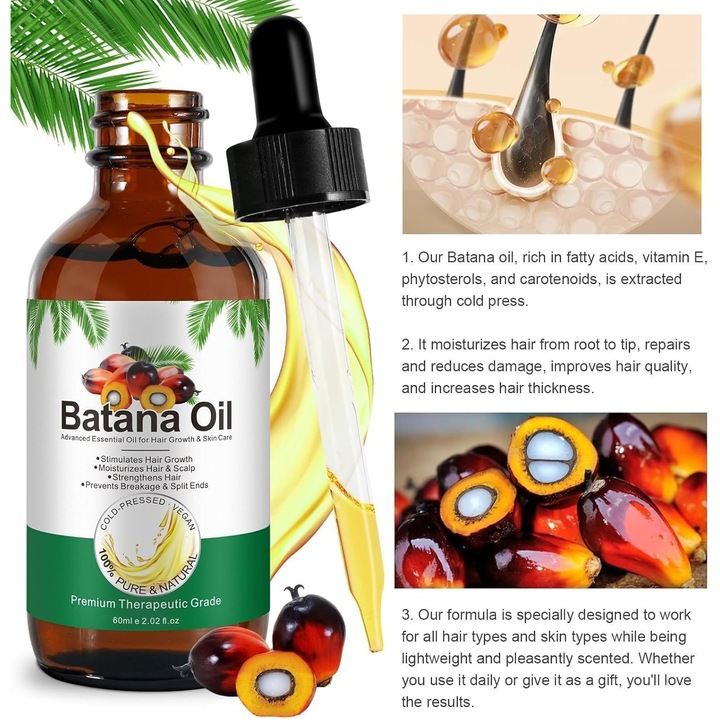 Ulei de batana 100% pur, Walpck, tratament pentru cresterea parului, hranire, 60 ml