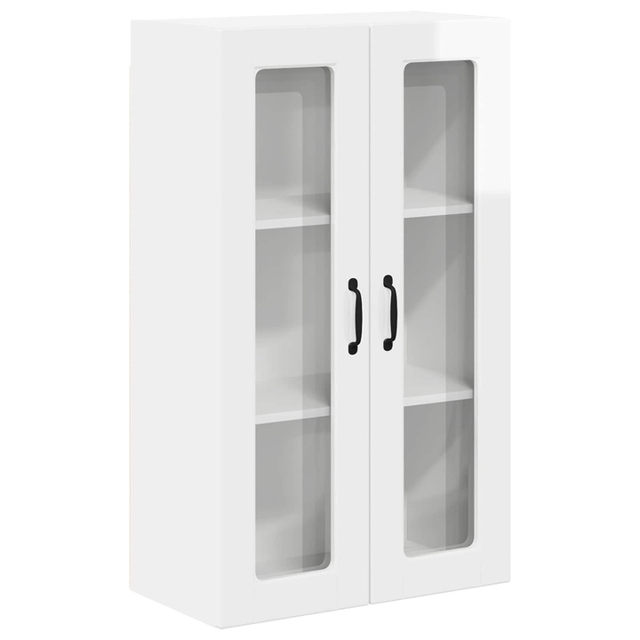 Dulap de bucatarie, vidaXL, Alb lucios, 60x31x100 cm, Lemn compozit, 3 rafturi