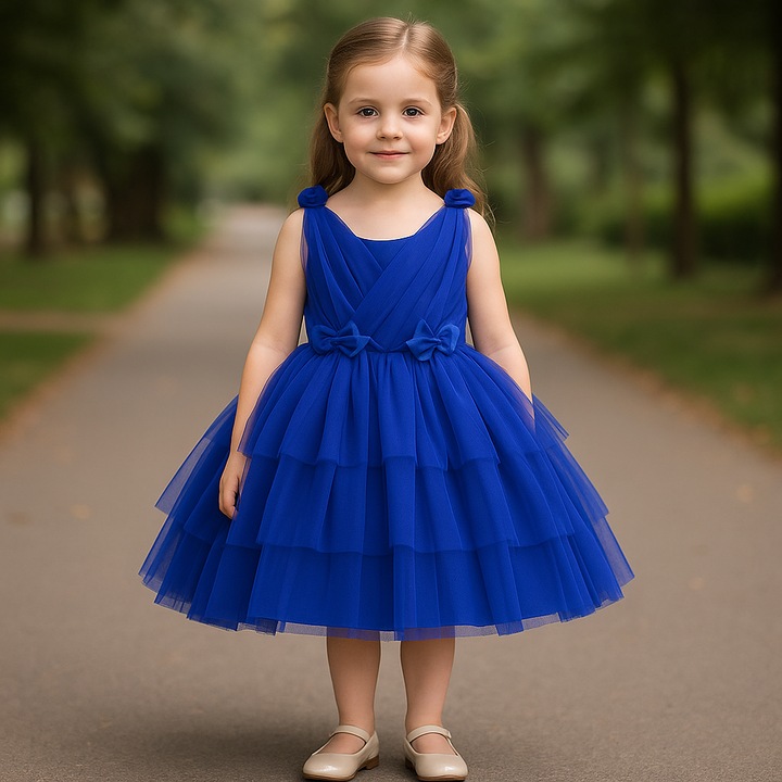 Rochie eleganta albastra din tulle pentru fetite 4-7 ani, Albastru