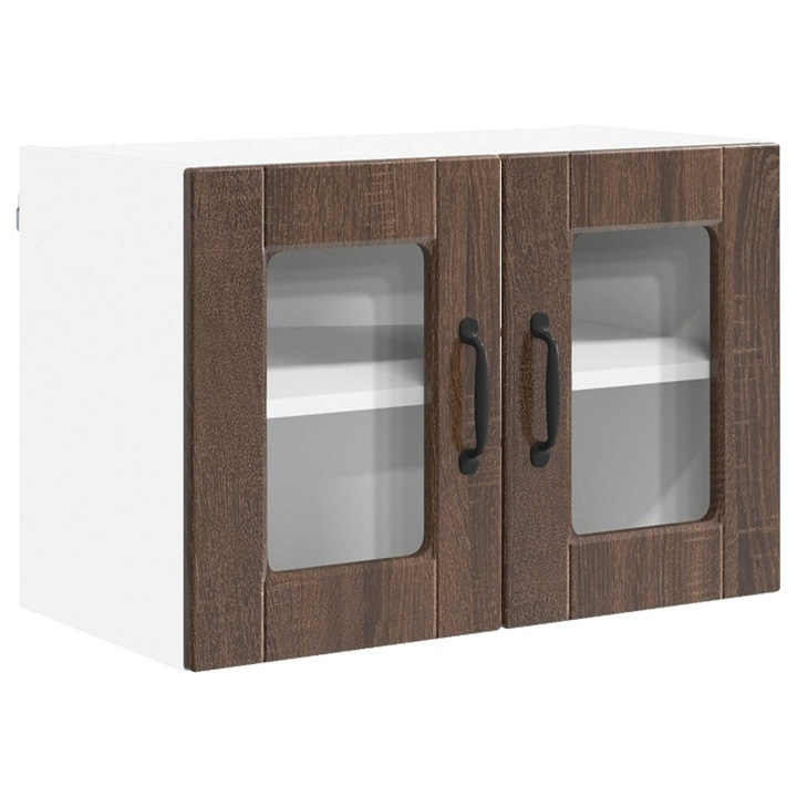 Dulap de bucătărie vidaXL, Stejar închis, 60x31x40cm, lemn compozit, 2 rafturi