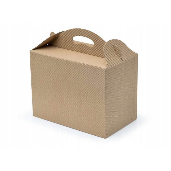 Cutie Cadou Cu Maner Striata, Neopak, F217, 300x180x220 mm, Carton Ondulat GE Rezistent, 480g/m2, Ambalaj Elegant Produse Mari, Maro