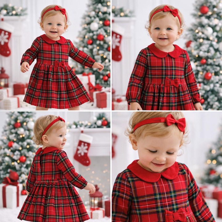 iDO kislány karácsonyi ruha, piros kockás, rejtett cipzárral Piros