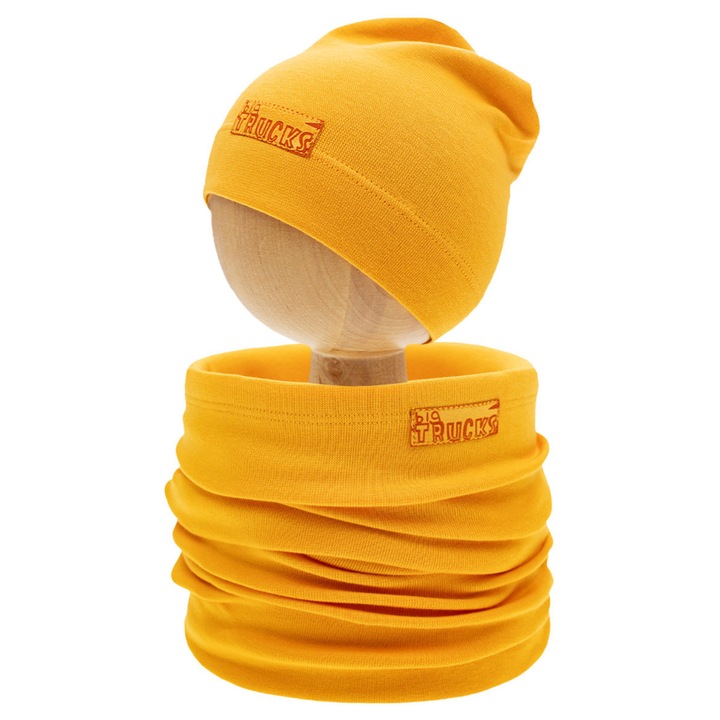 NICOL, sapka + sál szett fiúknak, narancssárga, pamut, univerzális méret