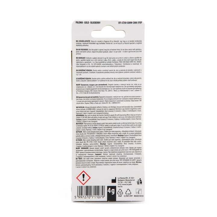 Odorizant auto Paloma Gold Fresh Fruit - Blueberry