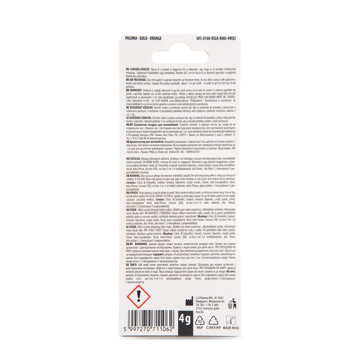 Odorizant auto Paloma Gold Fresh Fruit - Orange