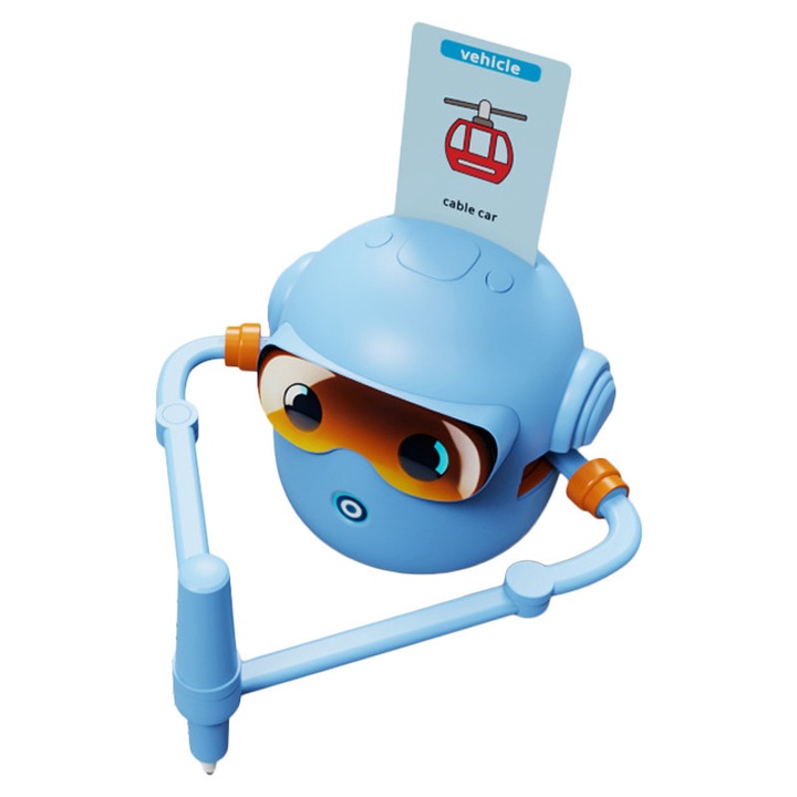 Интерактивен робот за рисуване, 100 карти, син, 5 години