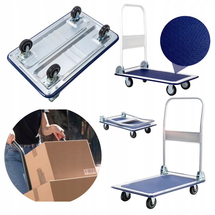 Carucior de transport pliabil S-IMPORT, 150 kg, 73x47cm, 4 roti, otel