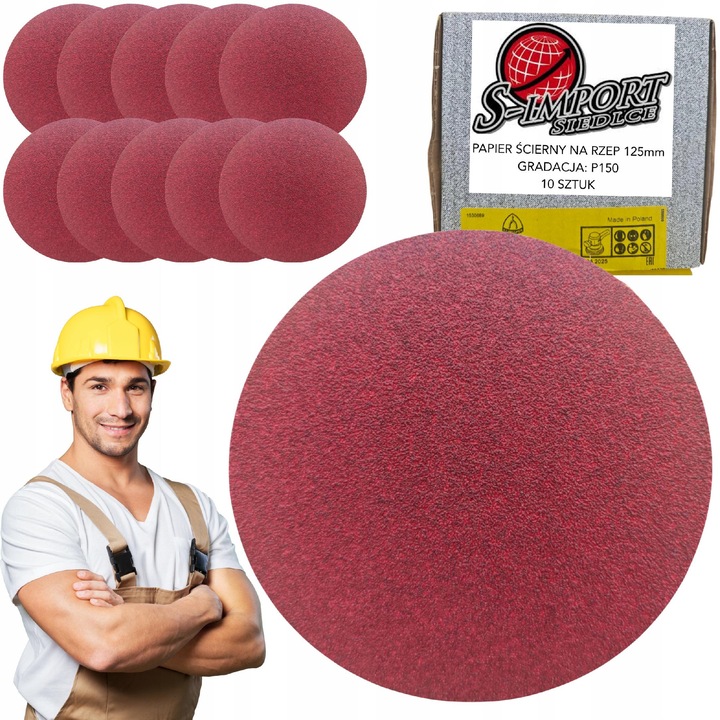 Cercuri abrazive SIMPORT P150, 125mm, set 10 bucati, pentru metal, lemn, plastic